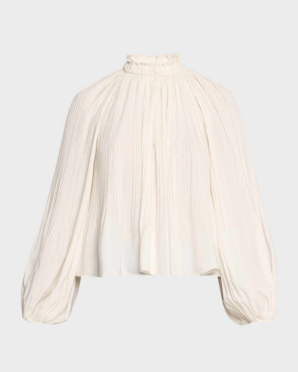 Walker Pleated Long-Sleeve Top